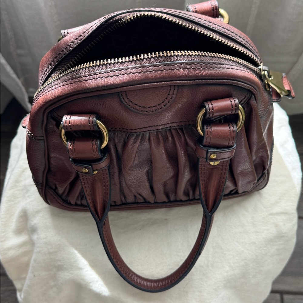 Fossil Fifty-Four (or Fossil 54) Rich Brown Leather Satchel - Picture 4 of 9